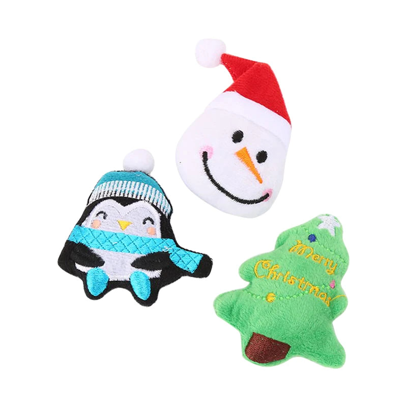 Christmas series lovely Christmas tree snowman penguin shape cat plush toy interactive play pet supplies