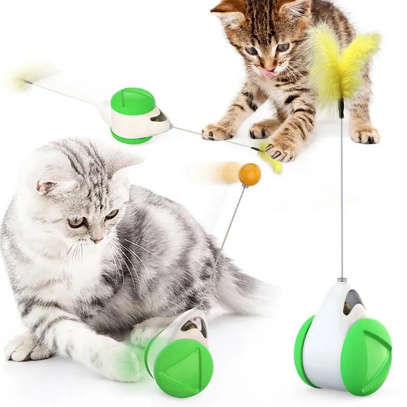 Interactive Cat Toys Chaser Indoor Balance Tumbler Pet Toys Chasing Hunting Playing for Kitten Self Rotating Toy with Cat Catnip