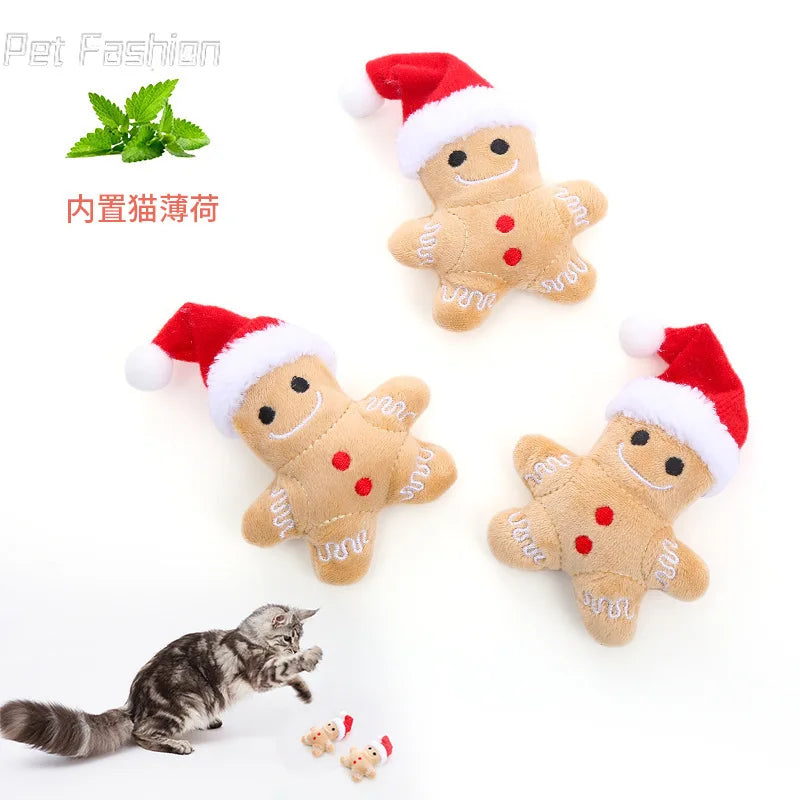 Christmas Catnip Toy Cats Products Pets Cute Cat Toys Kitten Teeth Grinding Cat Plush Thumb Pillow Pet Accessories Protect Mouth