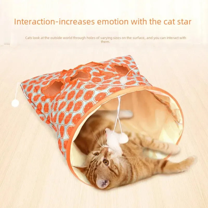 Foldable Sound Paper Cat Toy Tunnel Playground Cat Drill Pocket Tunnel Toy Canvas Material Pet Playground Set Kittens Pet Toy