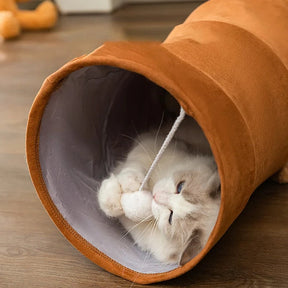 Cat Tunnel Bed for Indoor Cat Toys Play Tube with Ball Playground Foldable Soft Plush for Kitten Puppy Rabbit Pet Supplies CW104