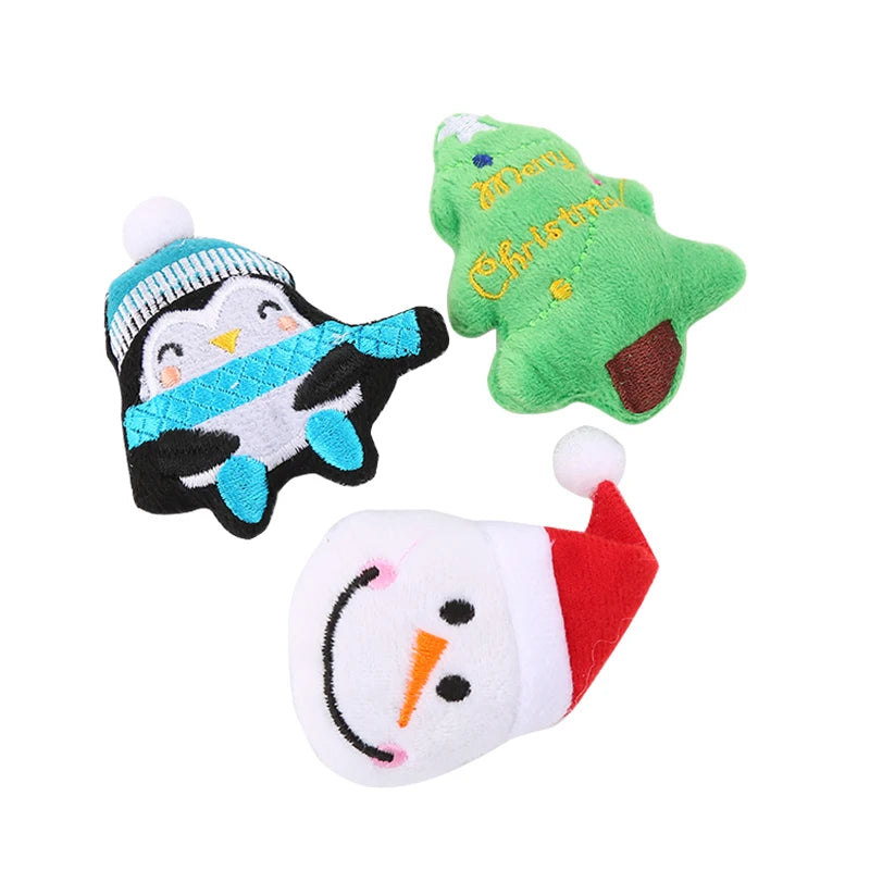 Christmas series lovely Christmas tree snowman penguin shape cat plush toy interactive play pet supplies