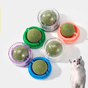 Natural Catnip Cat Rotatable Catnip Wall Ball Toys Licking Snacks Healthy Teeth Cleaning Catnip Toy Pet Supplies Random Color