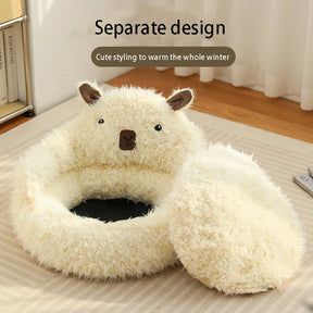 Alpaca Style Soft Breathable High Rebound Winter Comfort Warmth Dog Bed Doghouse Deep Sleep Cat Bed Pet Supplies Cat Accessories