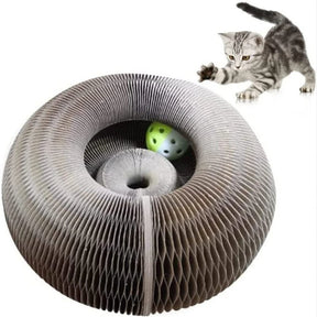 Organ Foldable Cat Scratch Board Toy with Bell Cat Grinding Claw Cat Climbing Frame Round Corrugated Cats Interactive Toys