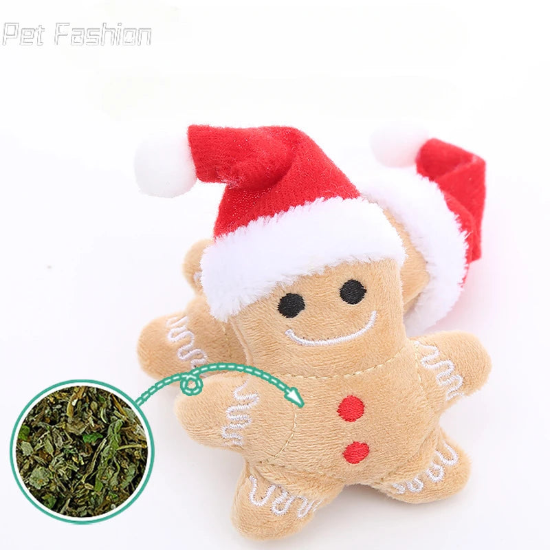 Christmas Catnip Toy Cats Products Pets Cute Cat Toys Kitten Teeth Grinding Cat Plush Thumb Pillow Pet Accessories Protect Mouth